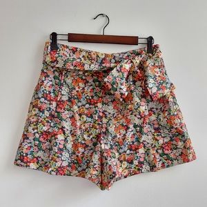 J. Crew Liberty Fabric Thorpe Floral High Waist with Tie Shorts Sz 8